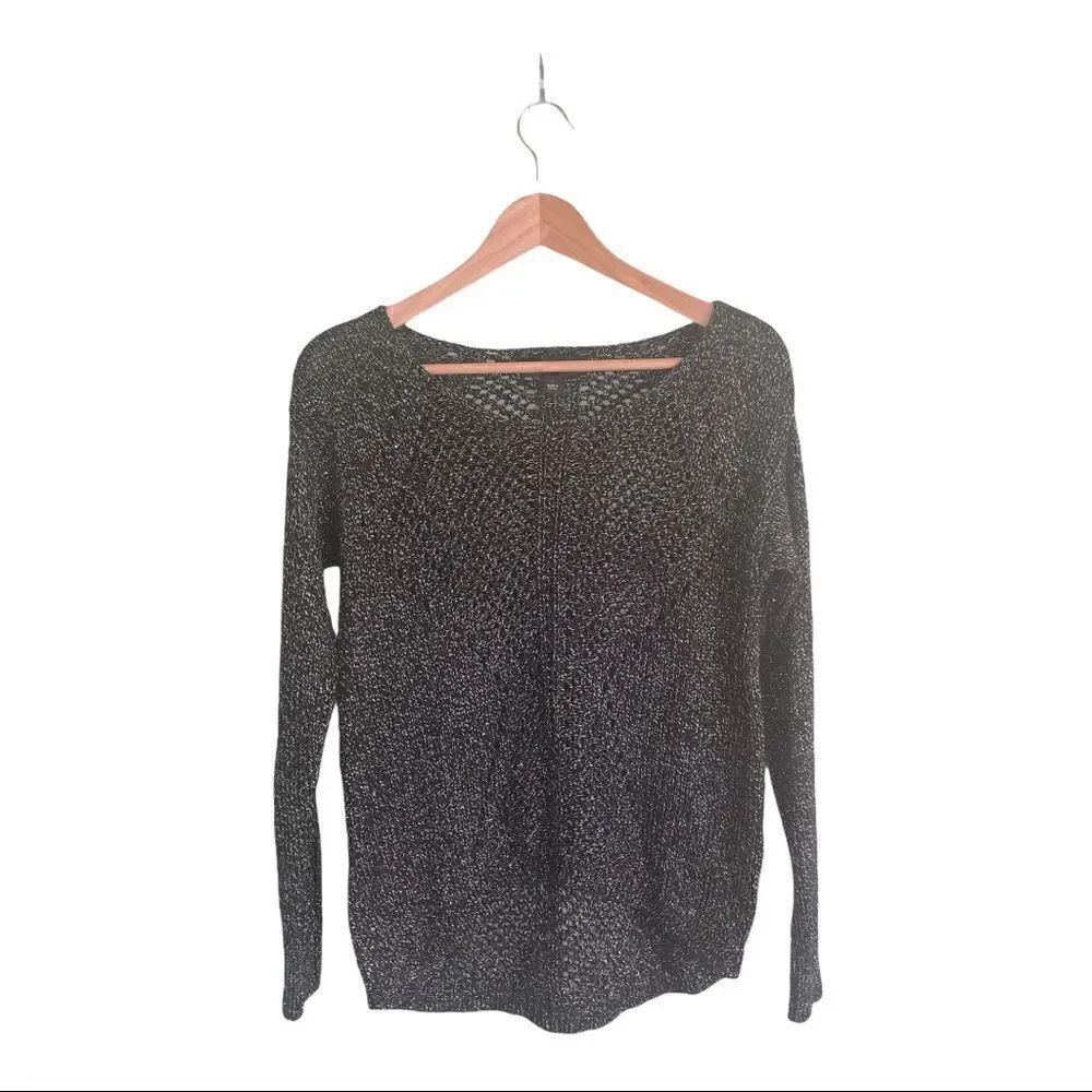 Rock & Republic Black Silver Metallic Sweater S